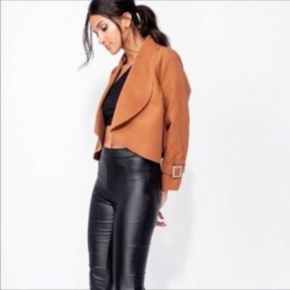 Coco Ginger Waterfall Collar Cropped Jacket - Picture 2 of 4